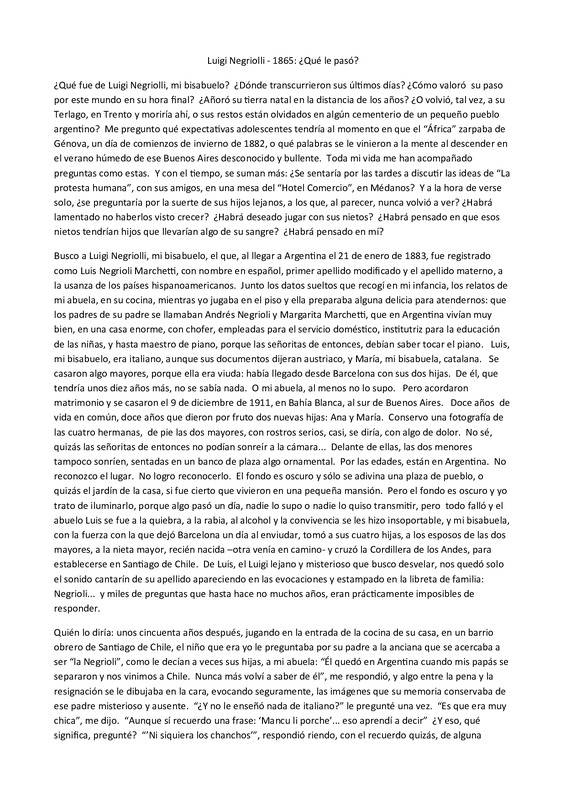 Luigi Negriolli - 1865: ¿Qué le pasó?