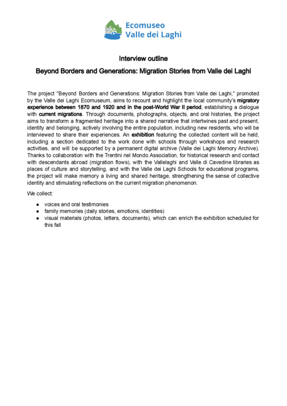 Interview outline Beyond Borders and Generations