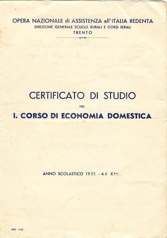 Corso di Economia Domestica a Ranzo